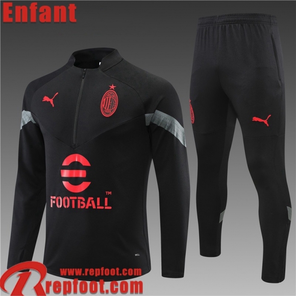 Survetement de Foot AC Milan noir Enfant 22 23 TK359