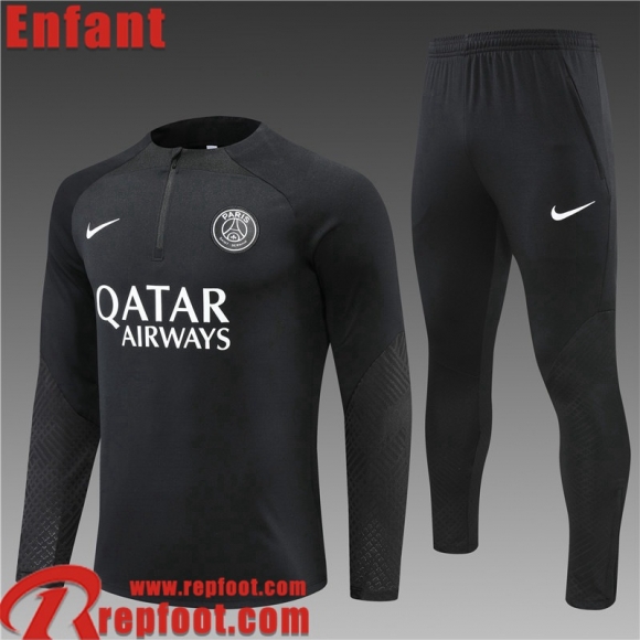 Survetement de Foot PSG Paris noir Enfant 22 23 TK362