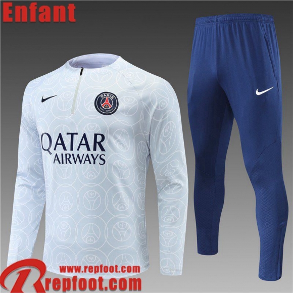 Survetement de Foot PSG Paris gris clair Enfant 22 23 TK363