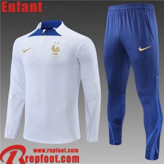 Survetement de Foot France Blanc Enfant 22 23 TK374