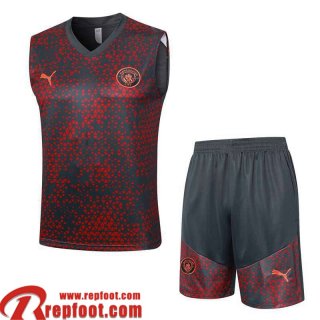 Manchester City Survetement Sans manches Rouge Gris Homme 23 24 A68