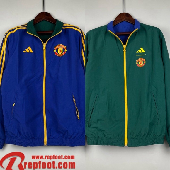 Manchester United Coupe Vent Reversible bleu vert Homme 23 24 D121