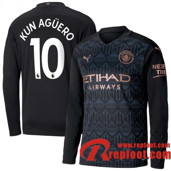 Manchester City Maillot de Kun Agüero #10 Exterieur Manches longues 2020-21