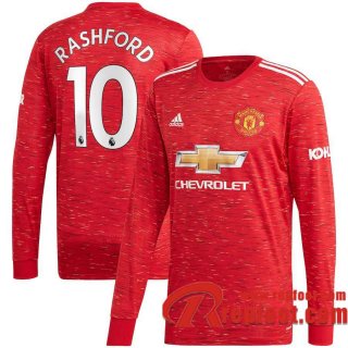 Manchester United Maillot de Marcus Rashford #10 Domicile Manches longues 2020-21