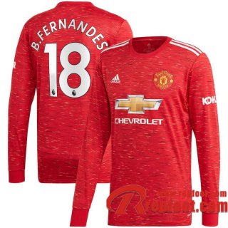 Manchester United Maillot de Bruno Fernandes #18 Domicile Manches longues 2020-21