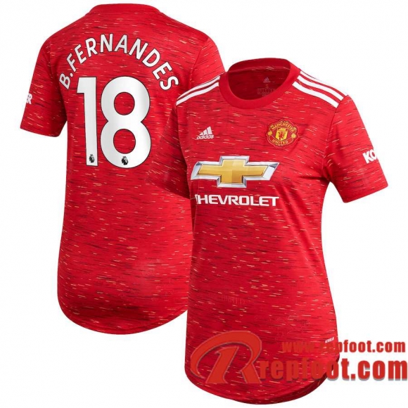 Manchester United Maillot de Bruno Fernandes #18 Domicile Femme 2020-21