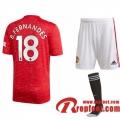 Manchester United Maillot de Bruno Fernandes #18 Domicile Enfant 2020-21