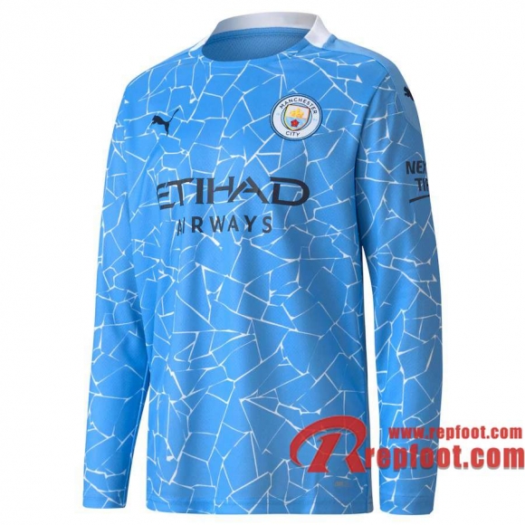 Manchester City Maillot de Enfant Domicile 2020-21 Manches longues