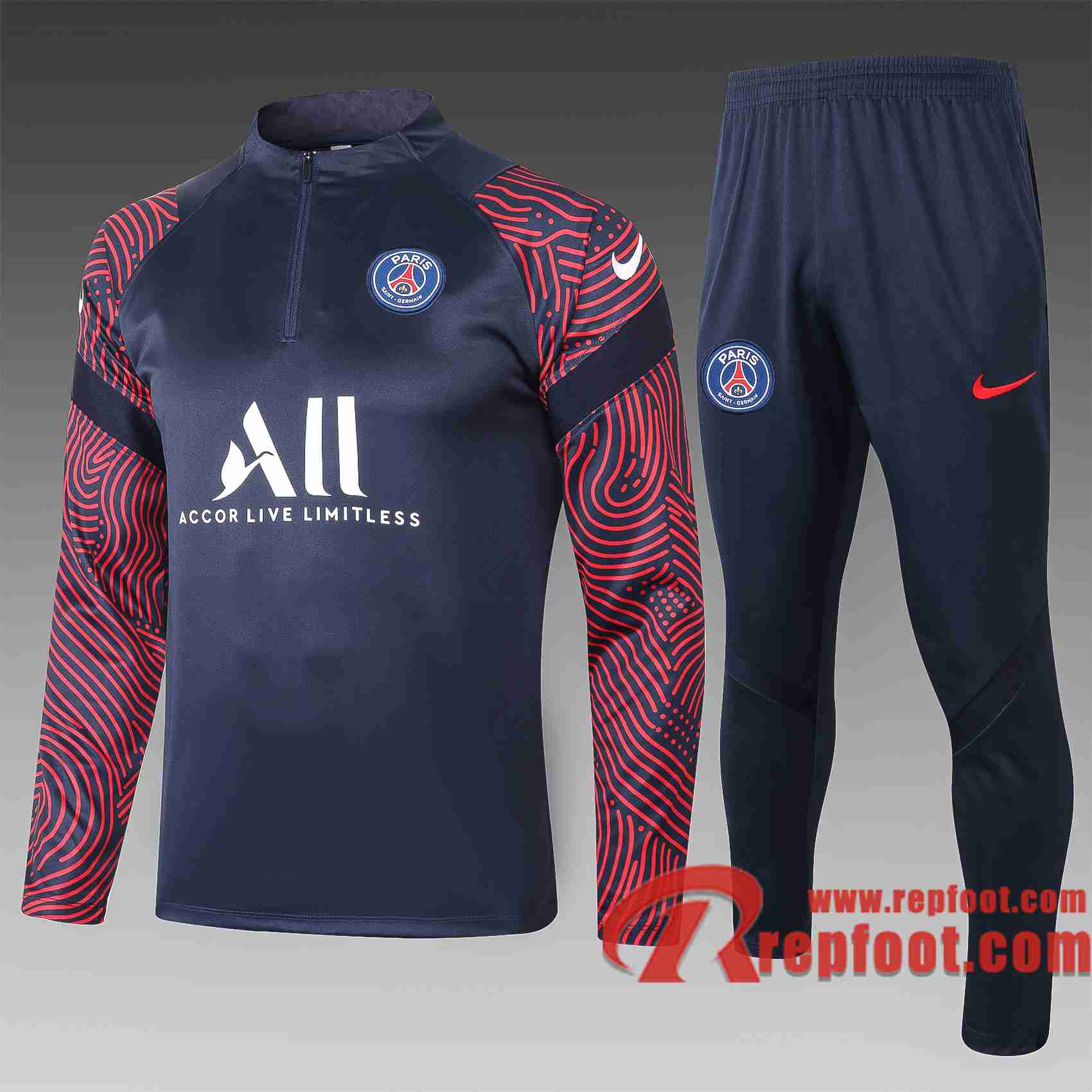 Survetement Foot PSG 2020 2021 Bleu Grande taille