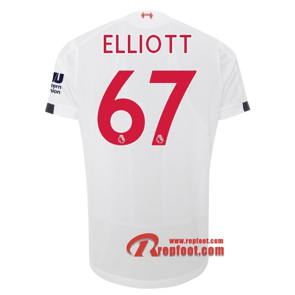 Nouveau Elliott Maillot Foot FC Liverpool Exterieur Blanc Promo 2019/2020